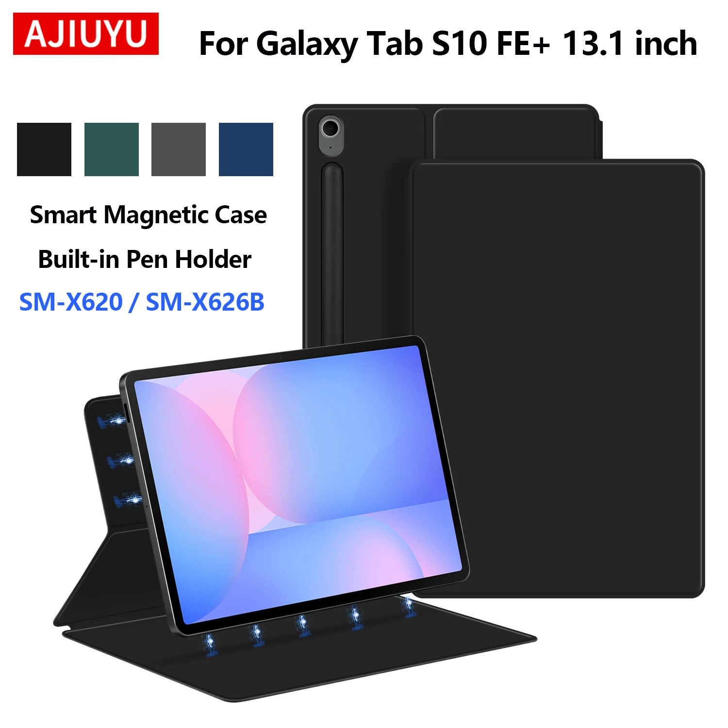 

Магнитный чехол для Samsung Galaxy Tab S10 FE + 13,1 дюйма, чехол Smart Book для Tab S10 FE Plus 2025 SM-X620 X626B, чехол-держатель для карандашей