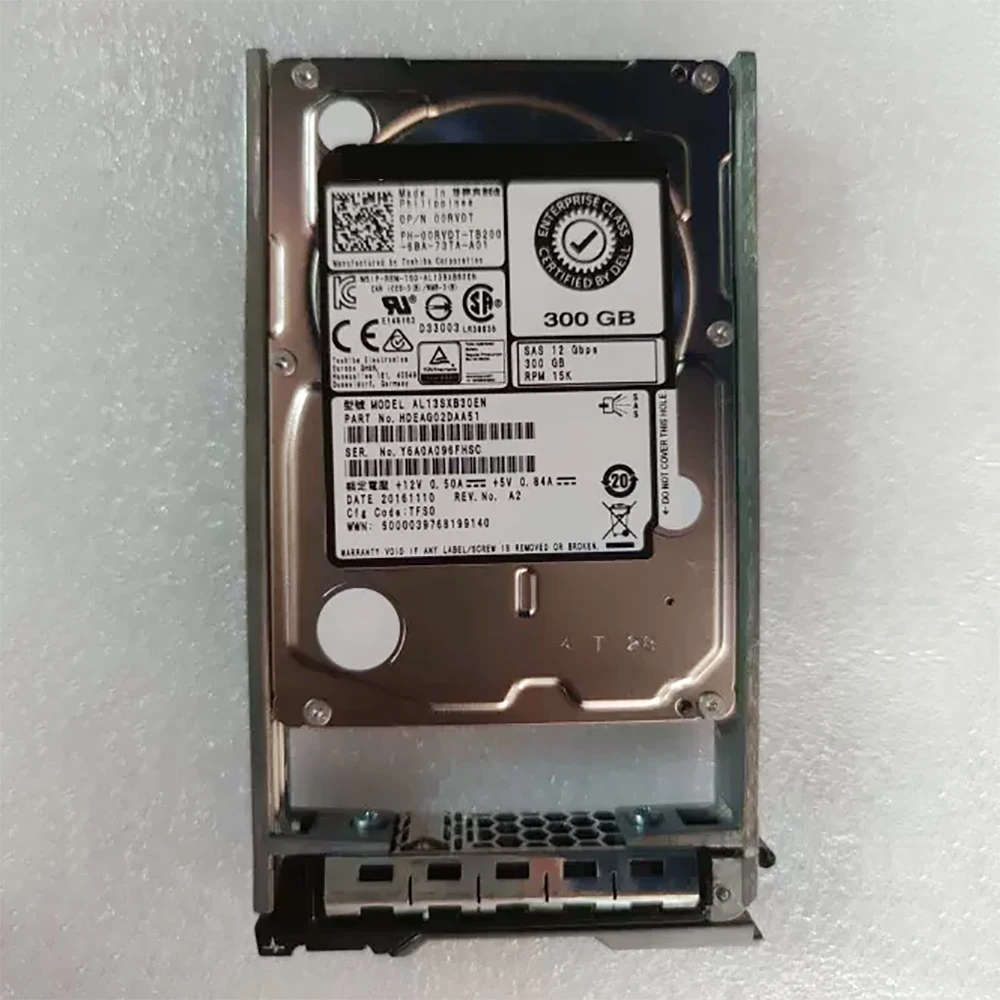 00RVDT 300G 2.5'' HDD SAS 15K 12G AL13SXB30EN Server Hard Drive For Dell