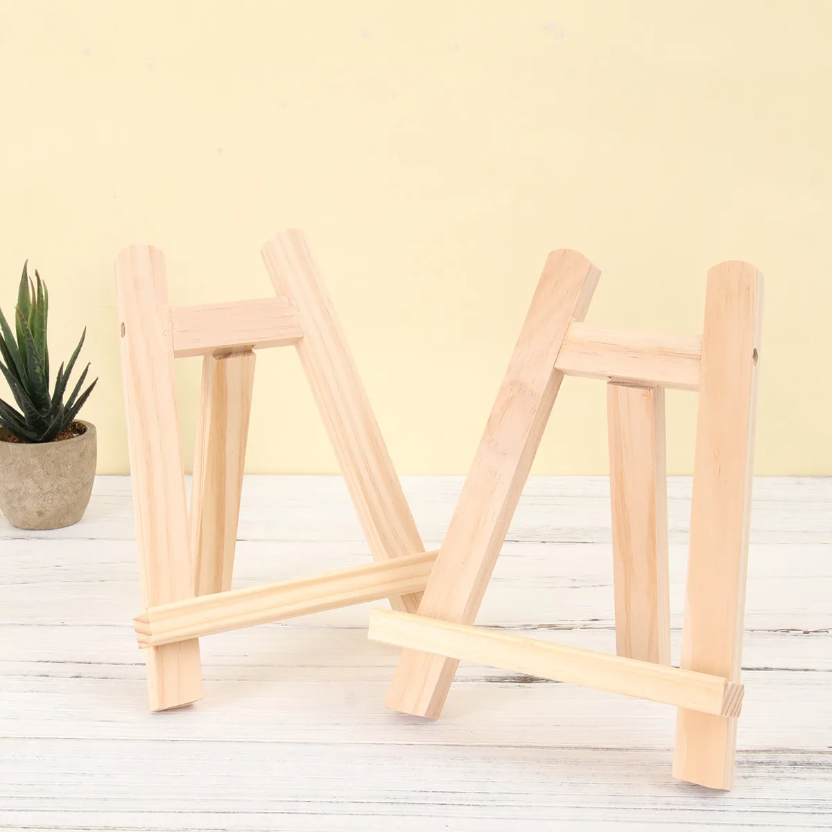 2Pcs Wood Easel Painting Triangle Mini Table Stand Adjustable Display Rack for Artwork Photos Crafts Small Studio Use
