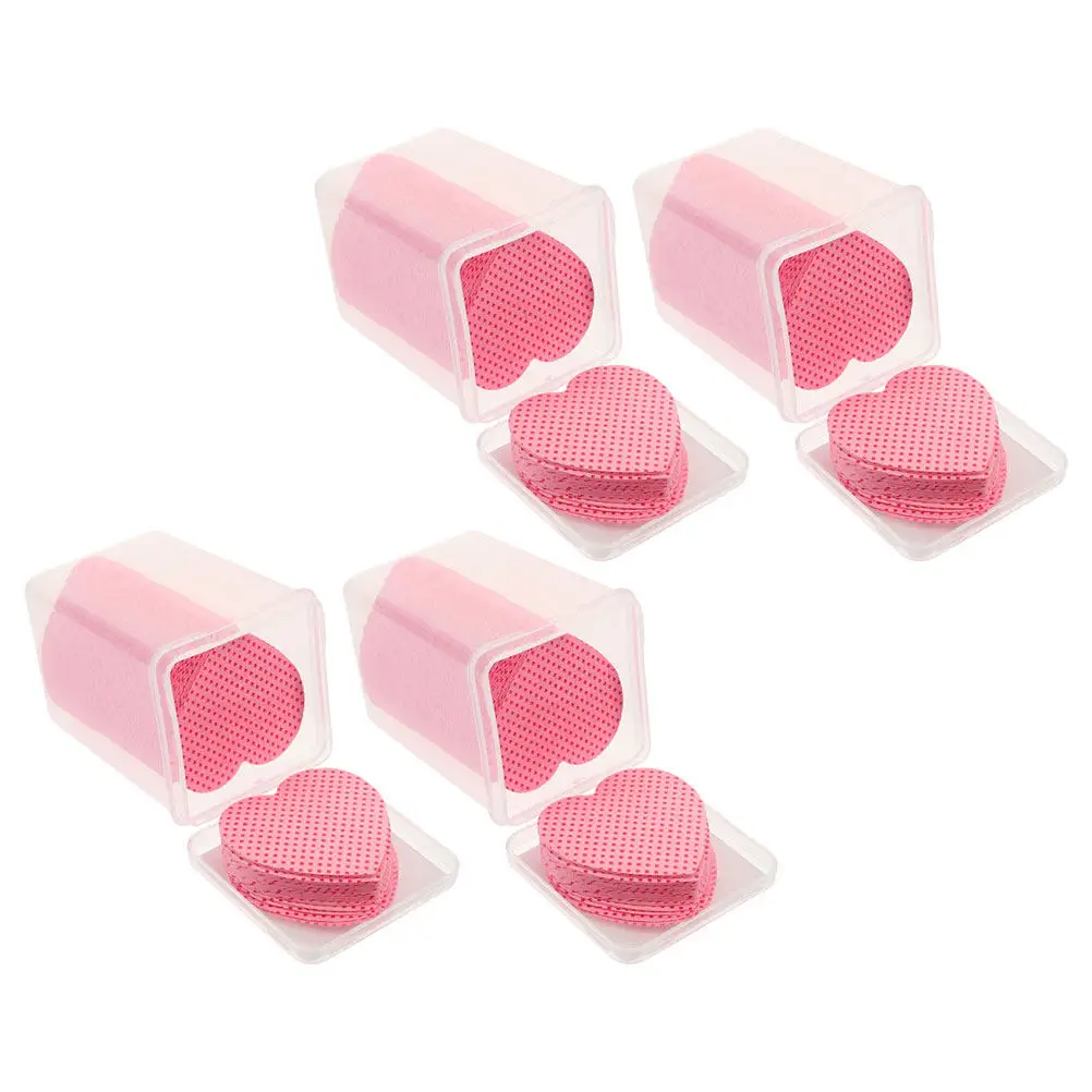 4 Boxes Heart Shaped Disposable Nail Clean Pads Soft Lint Free Cotton for Nail Glue Remover Polish Wipes Eyelash Adhesive Dot