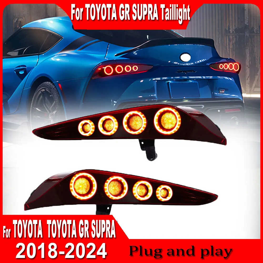 pair LED Tail lights For Toyota GR Supra A90/A91 2020 2021 2022 2023 2024 Tail light Startup Animation Sequential Breathing