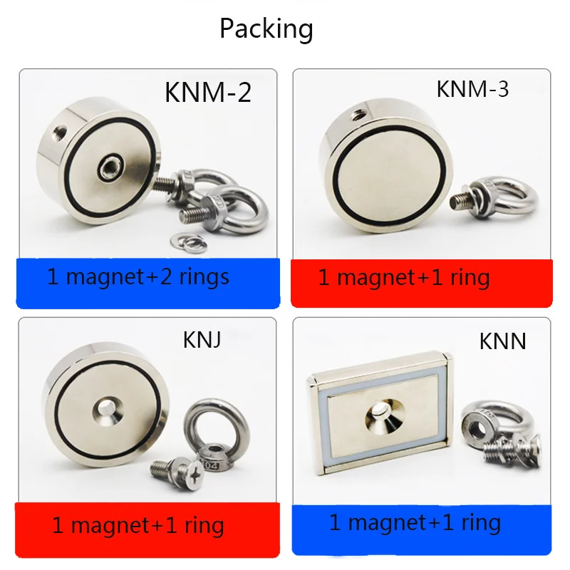 KNM48 KNM60 KNM67 KNJ75 Strong Neodymium Magnet Double Side Search Magnetic Super Power Salvage Fishing Magnet