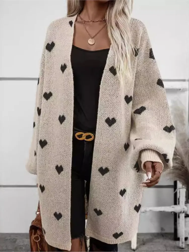 

2025 Knitted Cardigan Winter Clothes Woman Pulls Femmes All-match Loose Simple Style Sweater Comfortable Printing Slim Commuting