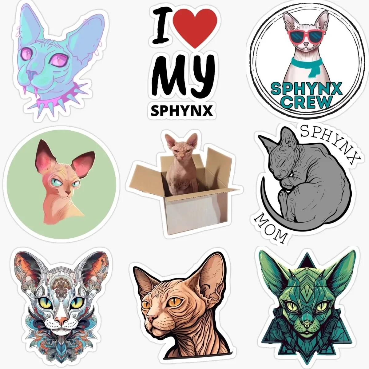 

Creative Canadian Hairless Cat Sphynx Cat Pets PVC Stickers for Decorate Car Van Fridge Wall Window Helmet Decal Accessories