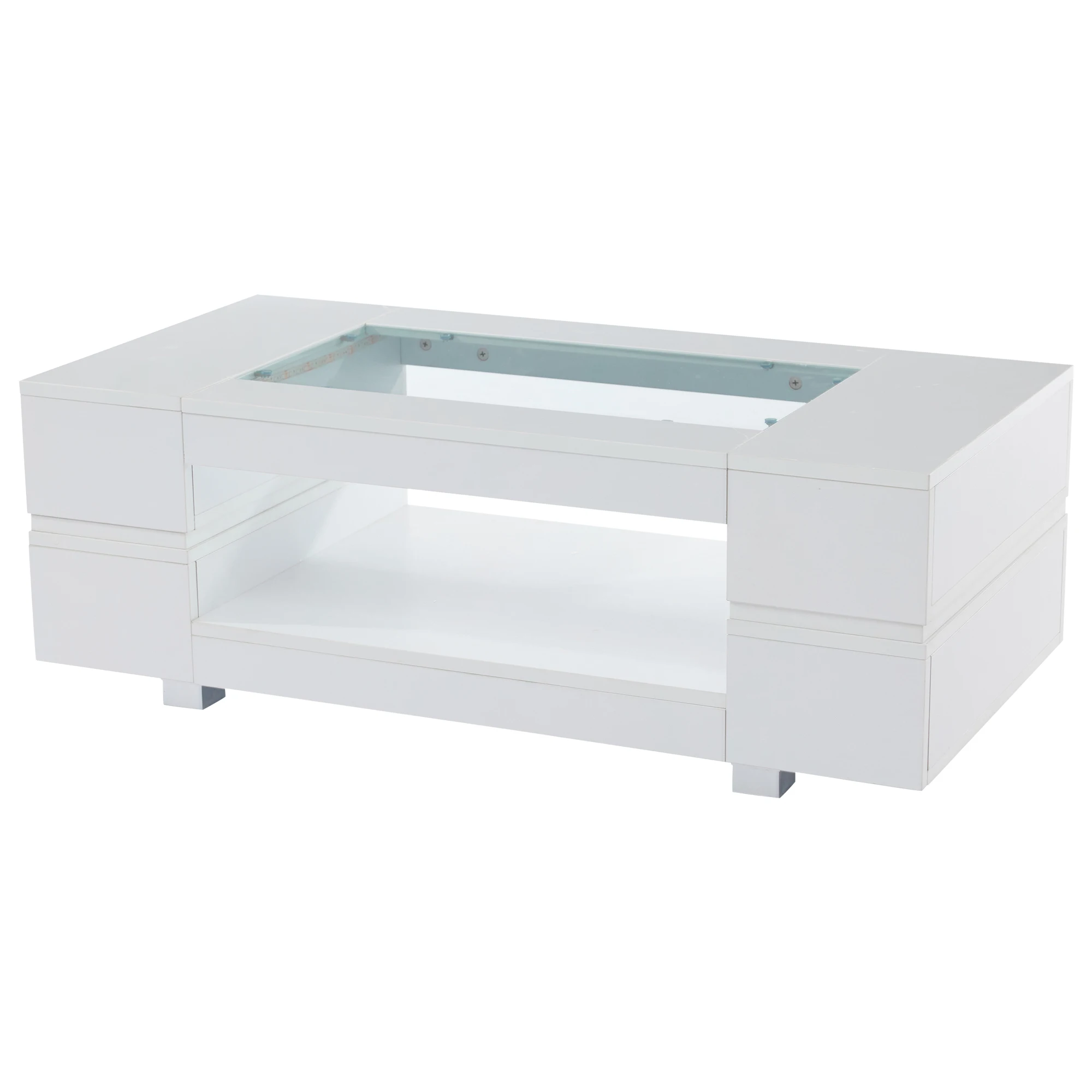 طاولة قهوة KOMHTOM بيضاء LED مع تحكم في تطبيق بلوتوث - مناسبة لإضاءة الأجواء الحديثة في غرفة المعيشة في مكتب الحفلات #2