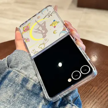 Průhledný silikonový kryt S-Sailors M-Moons pro Samsung Galaxy Z Flip 7 6 5 4 3 2 1 s měkkými okraji, odolný proti pádům 10 nejlepší prodej Flipové pouzdro Sailor Moon pro Samsung Galaxy Z - №3