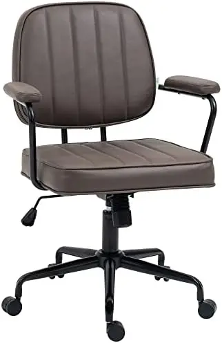 

Office Chair, Microfiber Computer Desk Chair with Swivel Wheels, Adjustable Height, and Tilt , Light Brown