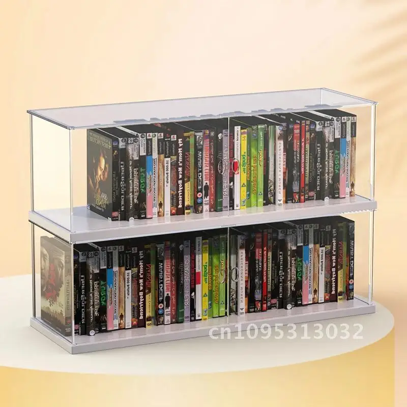 

Stackable Acrylic Video Console DVD Storage Organizer Dust Protect CD Disc Bin Game for with Stand Media Home Movie Door Holder