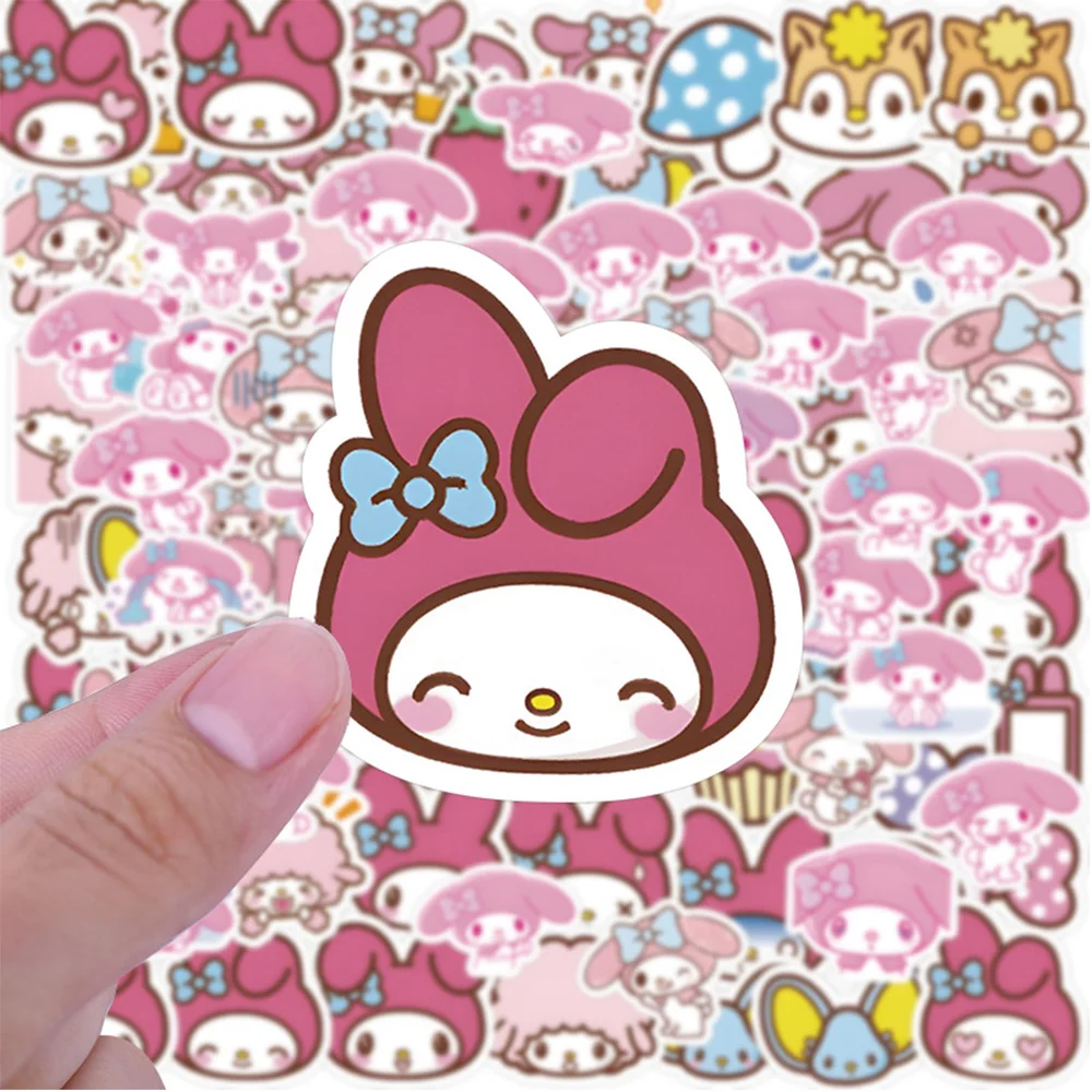 Pegatinas de dibujos animados Kawaii My Melody para niños, calcomanías rosas bonitas para portátil, álbum de recortes, teléfono, diario, papelería, juguete, 10/30/60/120 piezas