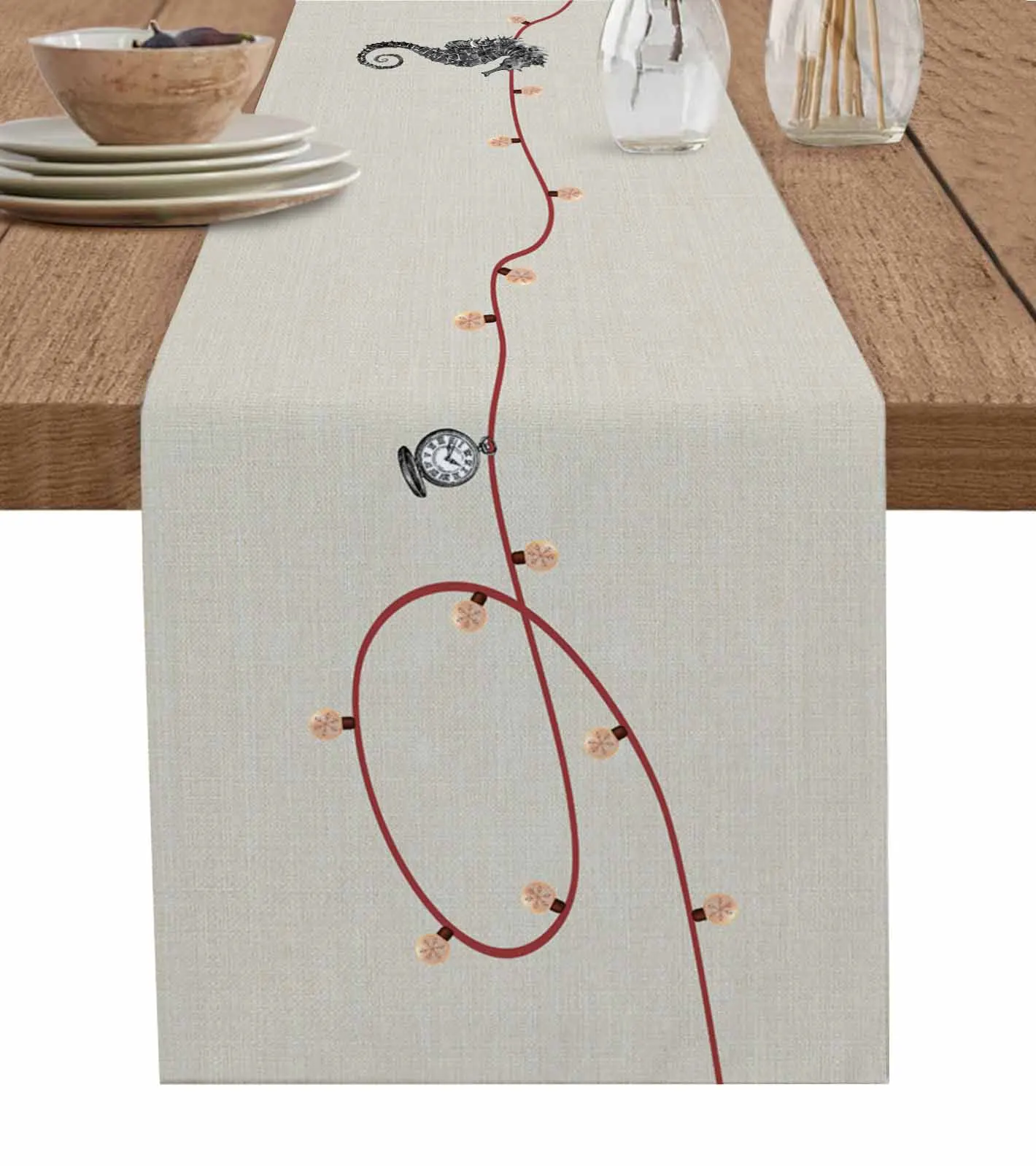 Haima Retro Christmas Modern Linen Cotton Table Cloth Decoration For Home Wedding Christmas Party