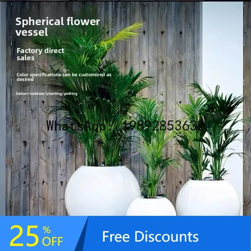 

LYY Fiberglass Spherical Flower Pot Outdoor Movable Flower Pot Mall Flower Pot Sales Flower Container Painted Large Flower Pot