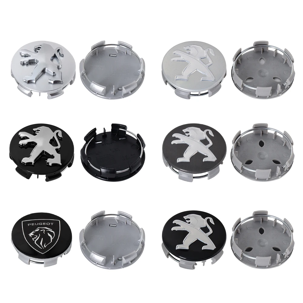 Image of 4 Stück 60mm Auto-Radnabenkappen Reifen-Nabenabdeckungen Zubehör für Peugeot 2008 3008 508 408 306 307 308 206 207 208 107