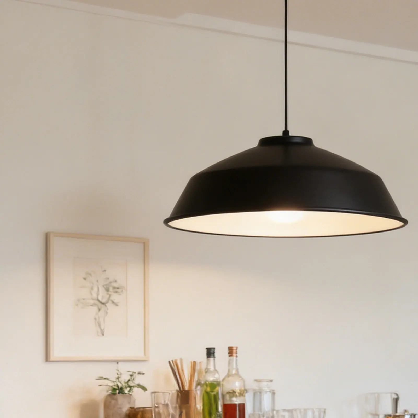 10 Inch Vintage Industrial Iron Lamp Shade Black Metal Hanging Pendant Light Cover for Kitchen Dining Room Ceiling Lamp Fixture