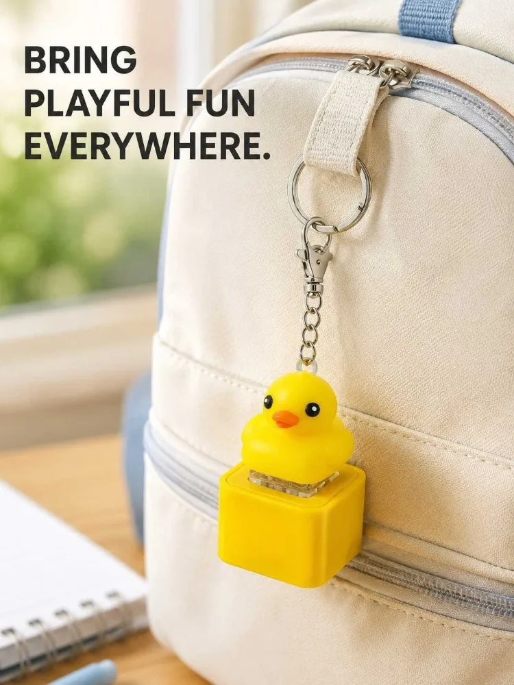 Cute Duck Keyboard Switch Fidget Toy Type C Rechargeable Light Up Clicky Sound Stress Relief Office Desk Gadget For Adhd Adults