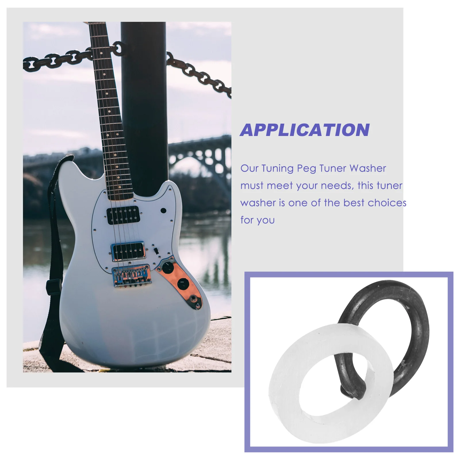 24pcs Tuning Peg Tuner Washer Plastic Tuner Gasket Acoustic Guitar Electric Guitar Tuner Spacer Metal Tuner Spacer Accessory