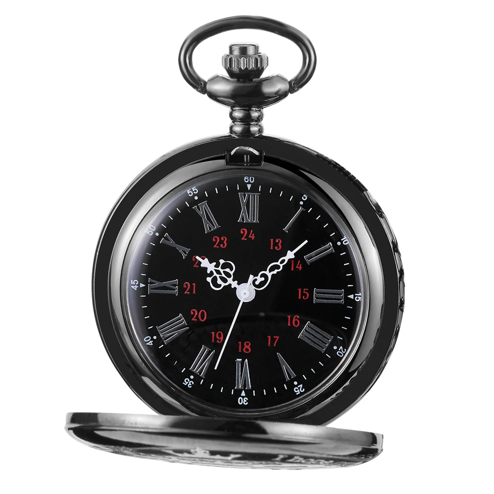 Smooth Steel Quartz Pocket Watch,Vintage Roman Number Dial Watch Christmas Birthday Graduation Gift Pocket Watch with Chain