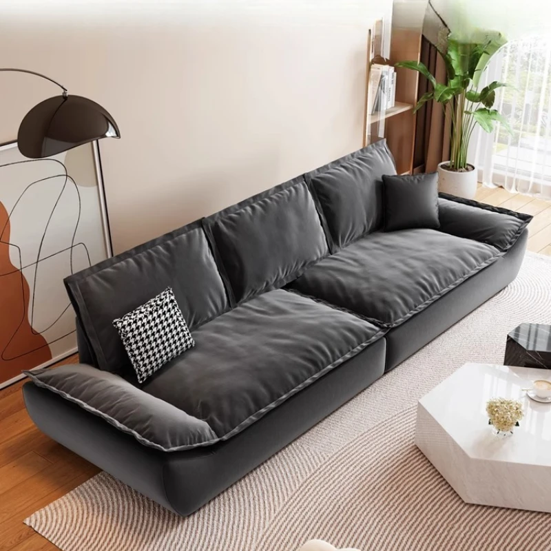 أرائك غرفة المعيشة الجمالية باللون الأسود بتصميم حقيقي أريكة صالة كسولة حديثة من الجلد الفاخر الناعم أثاث Woonkamerbanken للمنزل #5