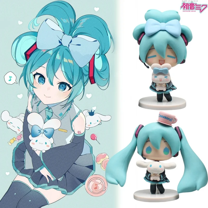 Anime 10 cm Q-versie Hatsune Miku Actiefiguren Kawaii Pvc Standbeeld Model Poppen Collectible Ornament Kinderen Speelgoed Cadeaus voor Kinderen