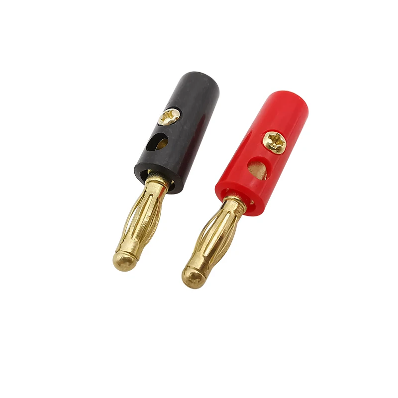 10Pcs 4mm Banana Plug Male Connector Solderless Screw Type Gold Plated Bananas Plugs Adapter For DIY Test Leads Wire