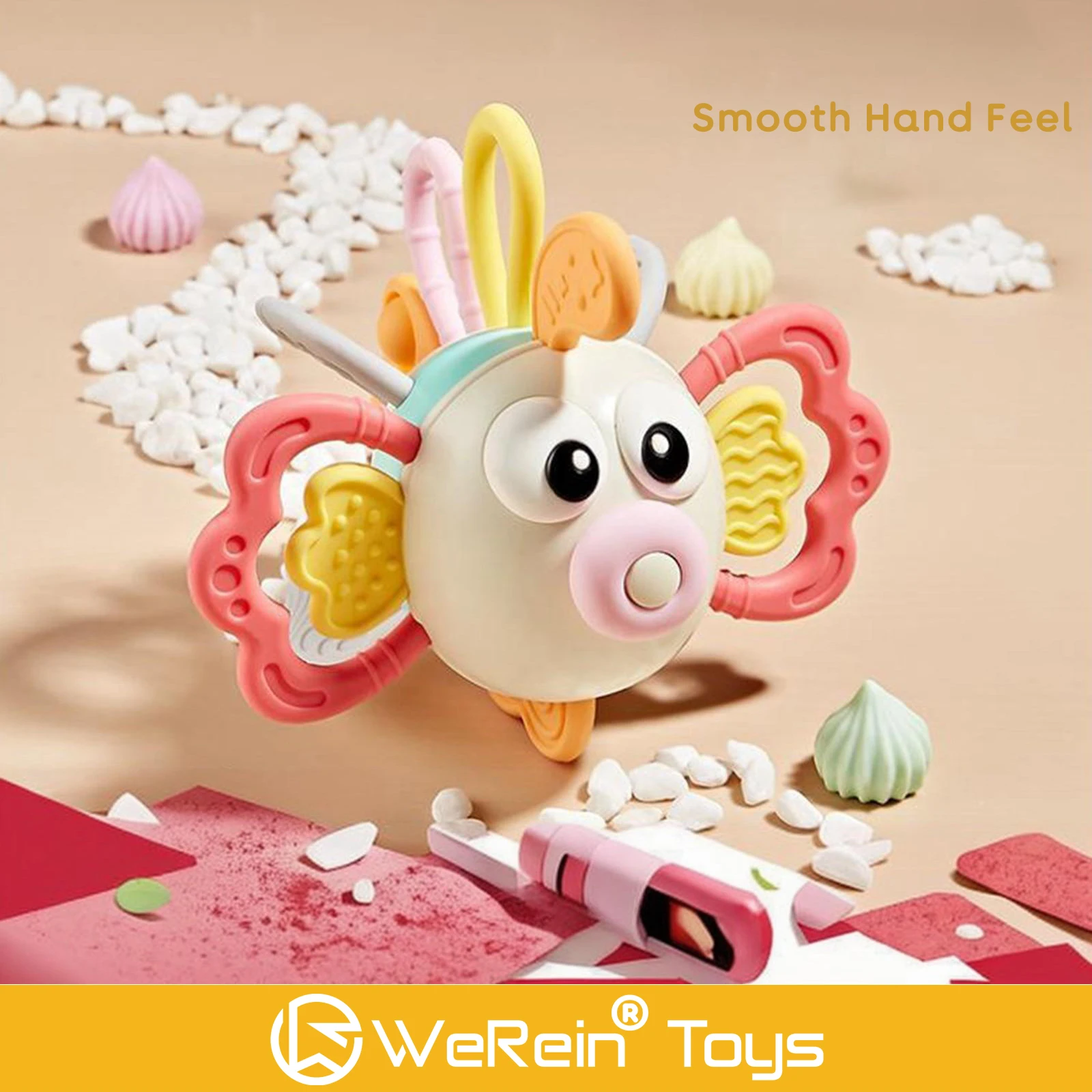 0-3개월 아기 사자 물고기 모양 귀여운 부드러운 실리콘 치발기 손잡이 공 유아용