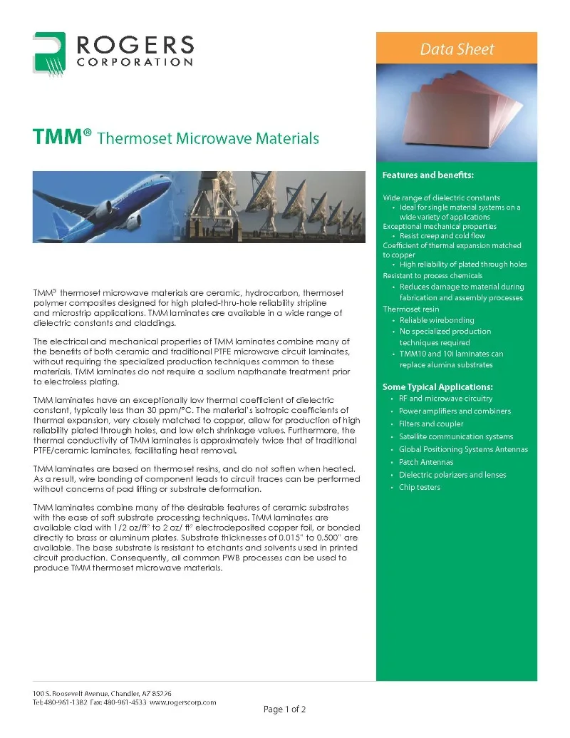 Custom Rogers TMM4 RF Microwave PCB, 4.5 Dielectric Constant Carbonate Ceramic Copper Clad Laminate