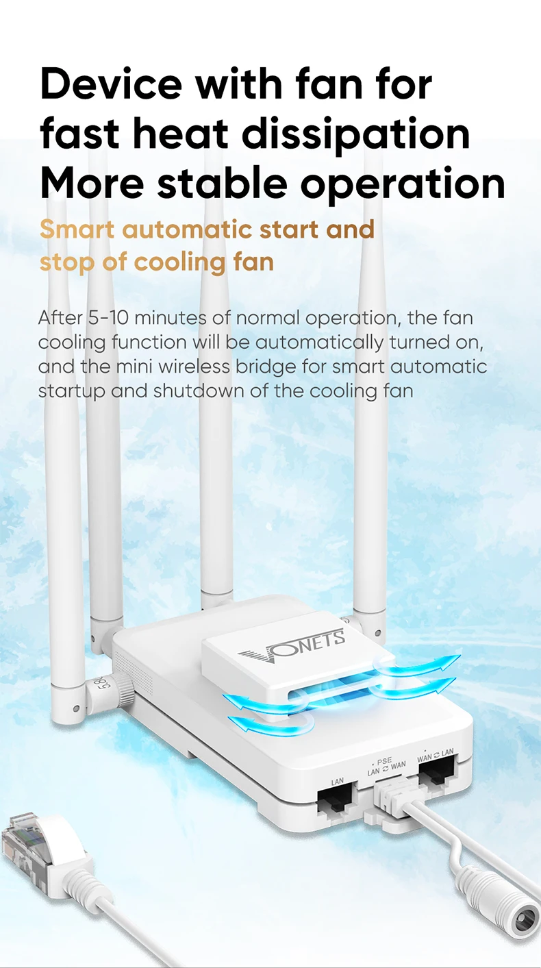 Imagem -03 - Vonets-roteador Wifi Gigabit Poe 5ghz Repetidor de Ponte sem Fio Adaptador Wifi para Ethernet Extensor de Alcance 1000m Dvr Iot Var1800-h