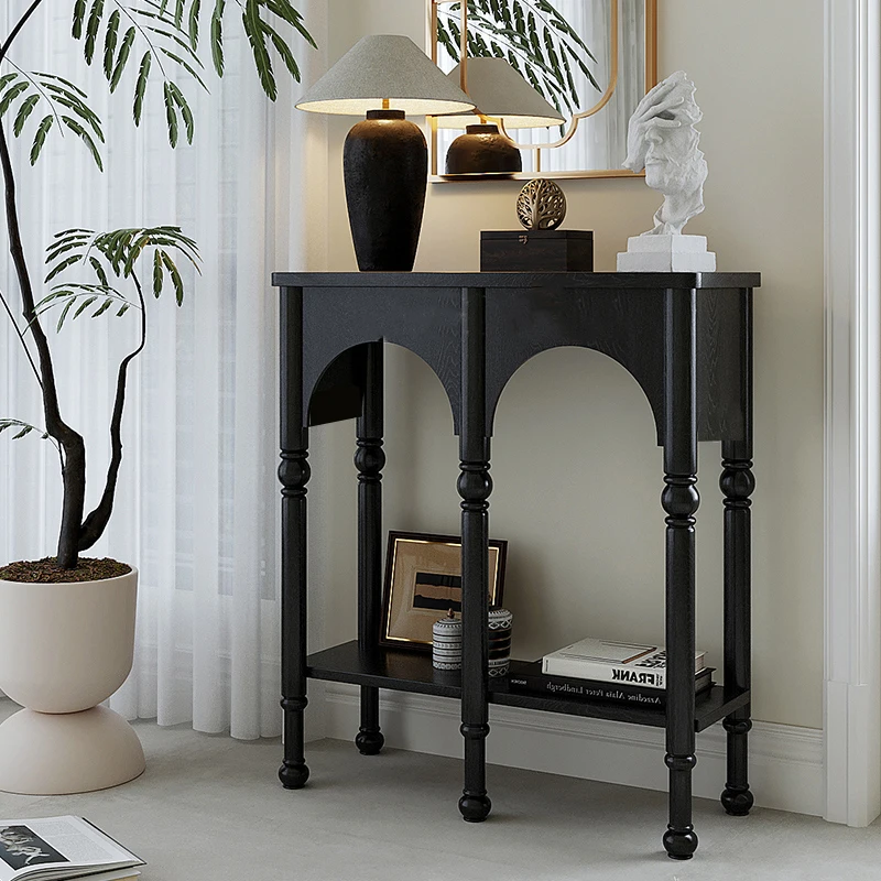

Современный деревянный консольный столик для прихожей: роскошный, элегантный, узкий угловой столик в винтажном стиле. Мебель для гостиной.