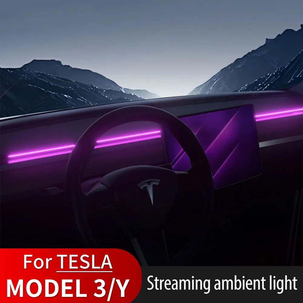 For Tesla Model Y Model 3 Car Ambient Light 2021-2023 Color Car Interior LED Strip Modified Lighting strip Atmosphere lamp