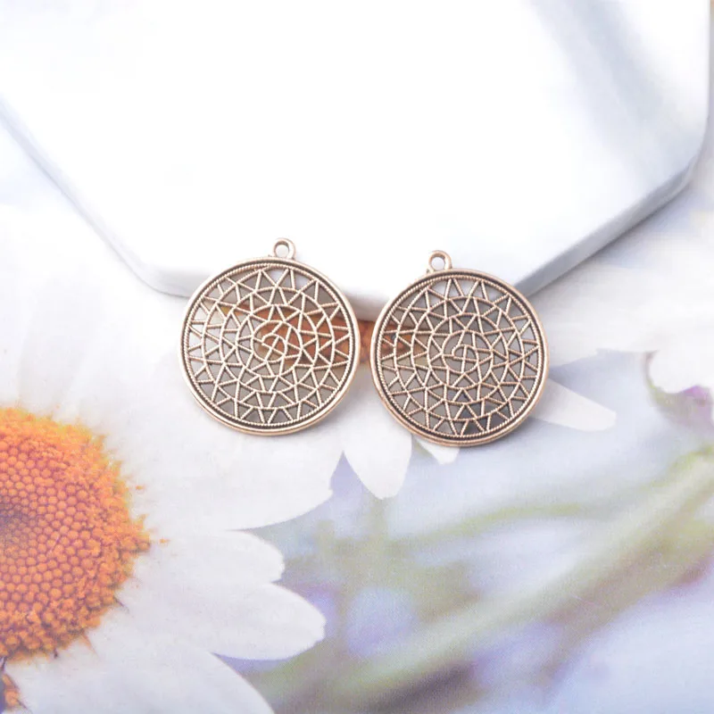 10 Stück Boho Zinklegierung Runde Ohrring-Anhänger Runder Baum Sonnenblumen-Anhänger DIY Damenohrringe – Detail 11