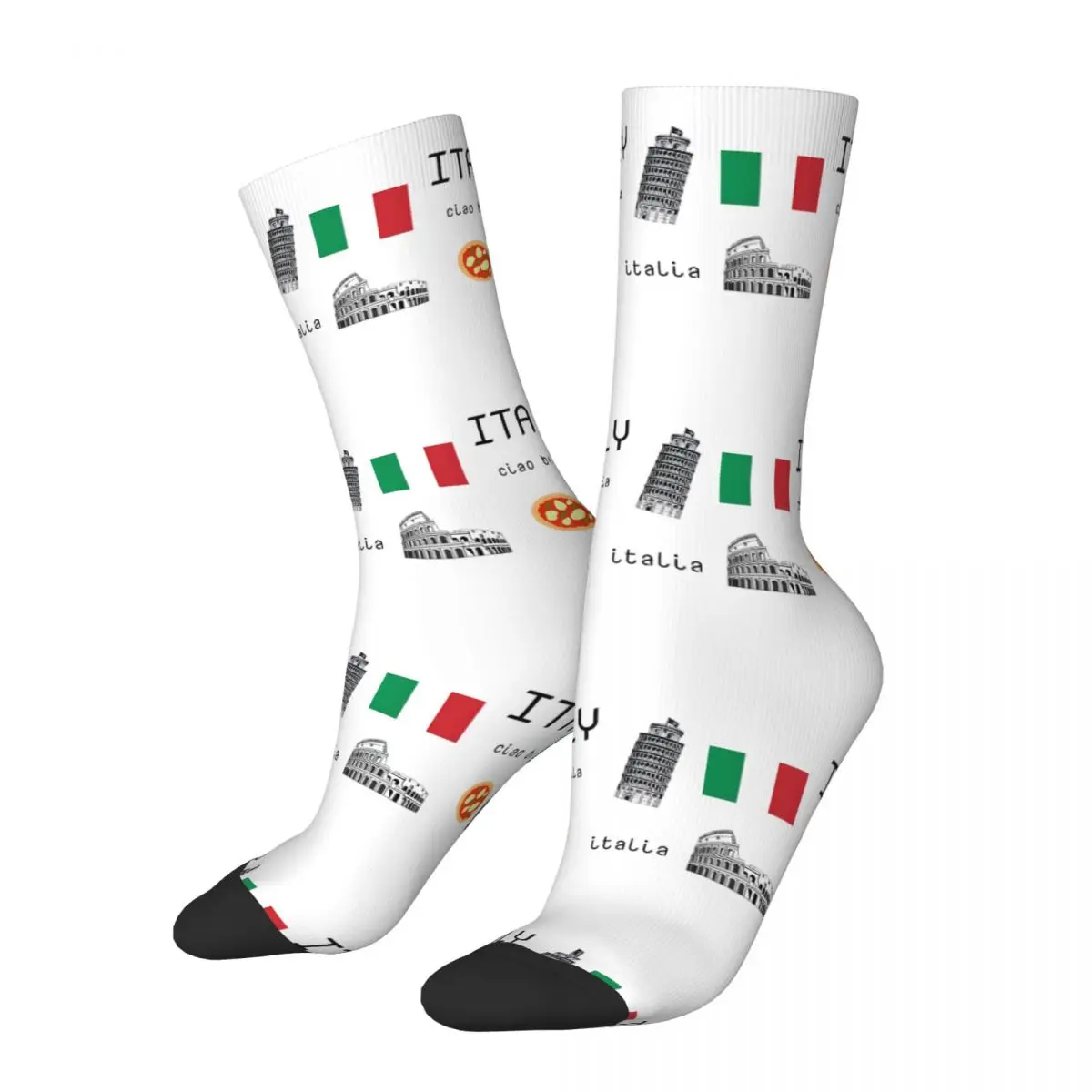 Italy Sticker Pack Sticker 2024 Men's Socks Vintage Harajuku Europe Street Style Novelty Casual Crew Sock