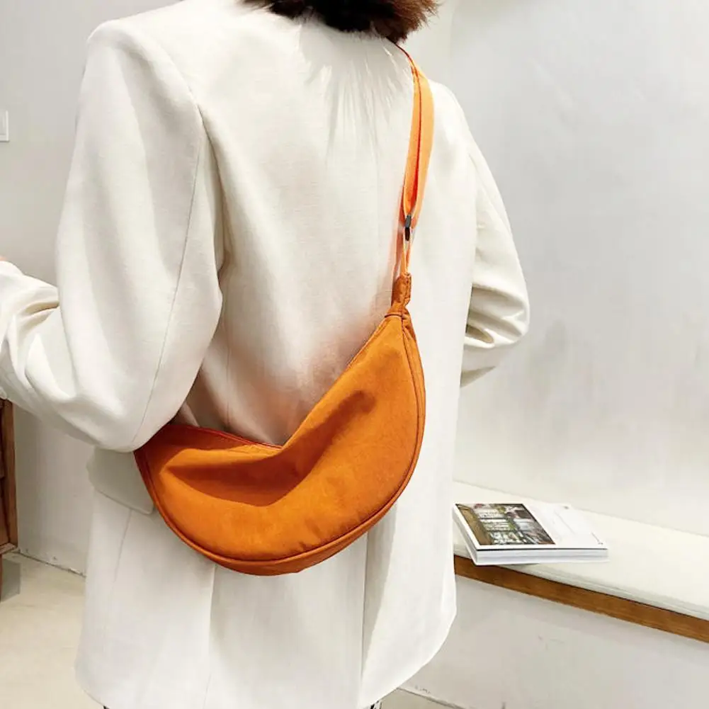 Nylon Crossbody Bag Hobo Sling Crescent Bag Fashion Adjustable Purse Strap Small Dumpling Women Handbag Casual Bag Shoulder D1X2