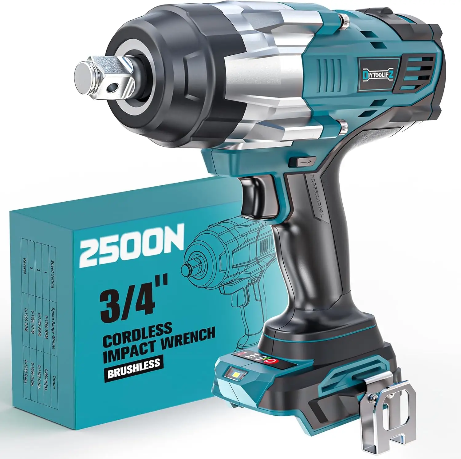 

3/4" Cordless Impact Wrench for Makita 18v Battery: 1850FT-LBS(2500N.m) High Torque Impact Driver, 4-Speed Heavy Duty Impact wit