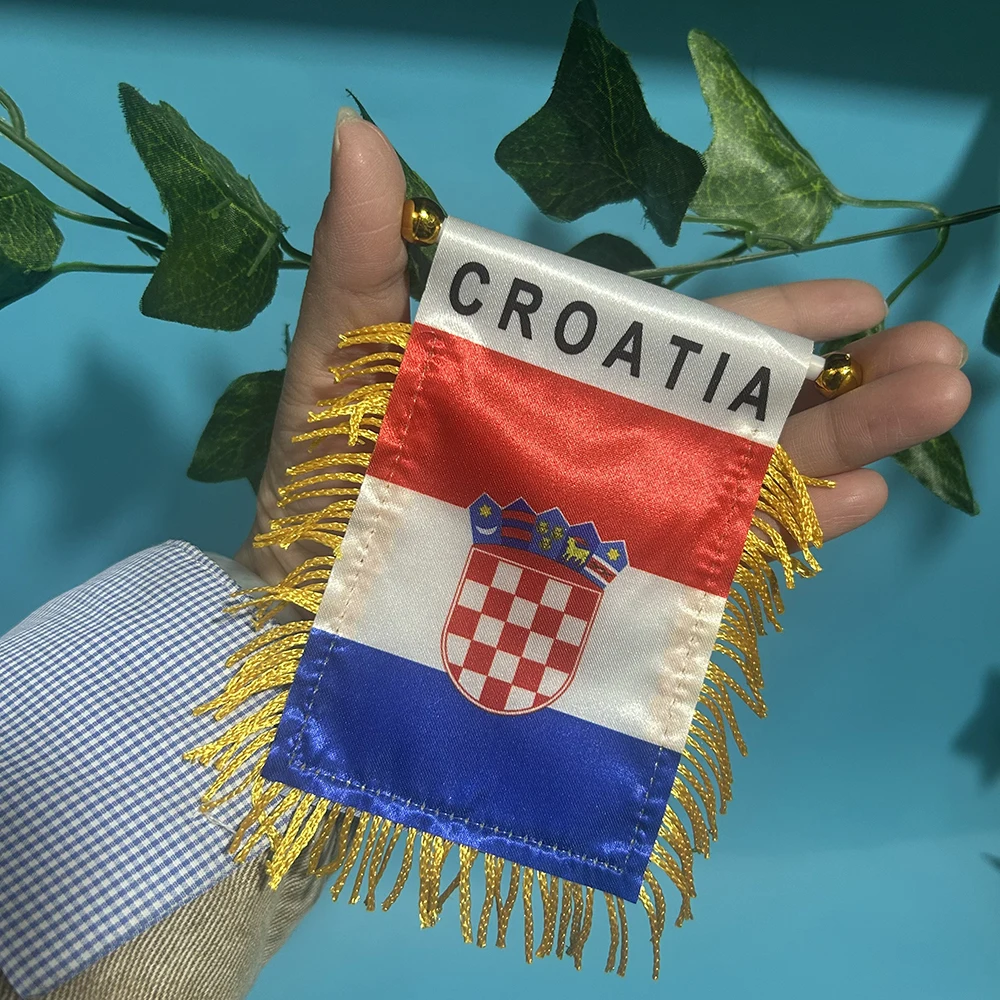 (SKY FLAG)Croatia Car Window flag 8*12cm Polyester double side printed Croatia Hanging pennant Flags Croatia HR Mini flag