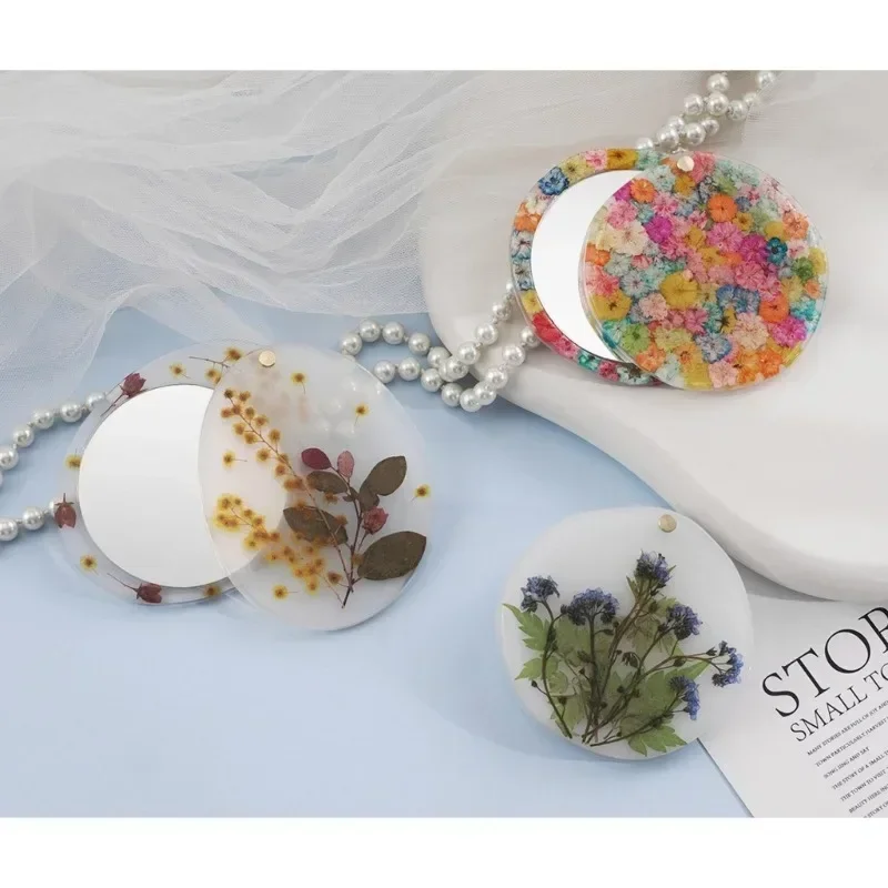 Round Oval Makeup Mirror Silicone Mold, DIY Handmade Rotating Glass Epoxy Resin Casting Mould for Women Girls Craft