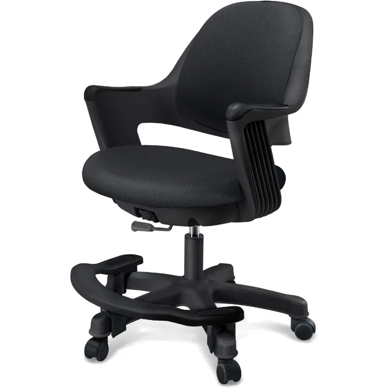 Ergonomic Kids Desk Chair with Footrest, Height Adjustable Seat, Comfortable Cushion Study Computer Task Chair