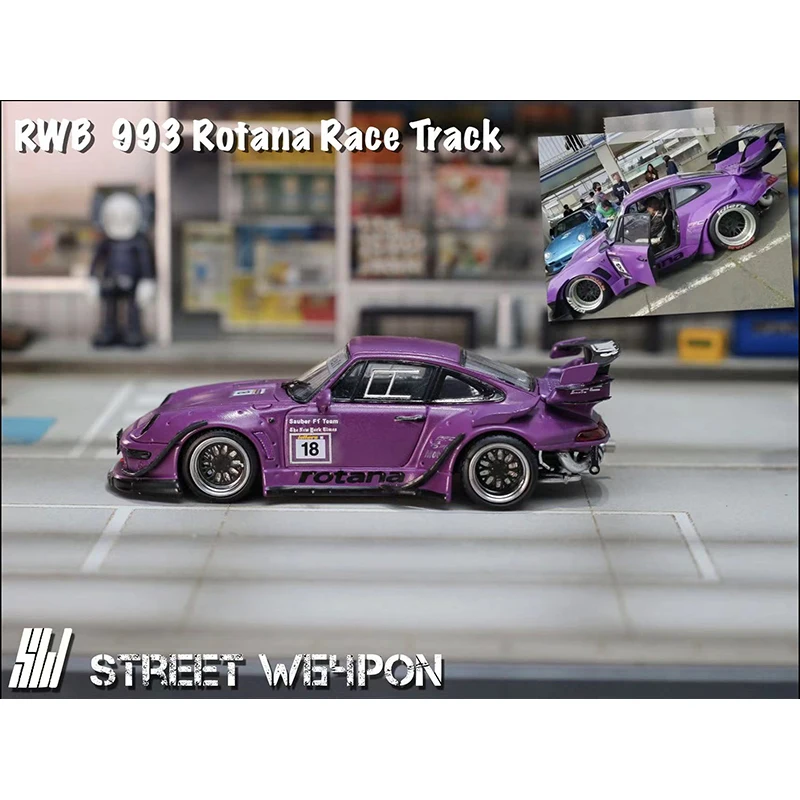 SW In Stock 1:64 RWB 993 Rotana Race Track  Diecast Diorama Car Model Collection Street Warrior