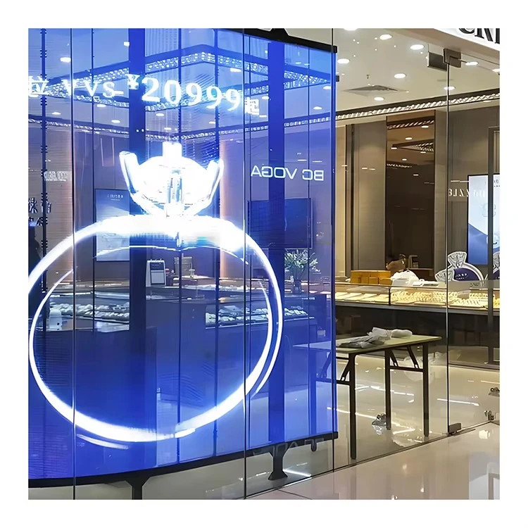 LED Transparency Store Window Advertising Led Display P3.91 Curtain Chrisman Window display Transparent Led Screen