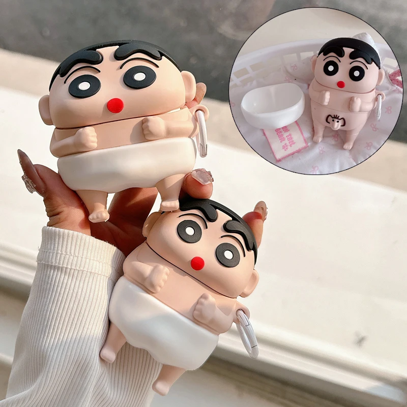 

Crayon Shin-chan Cartoon Case for 1 2 3 4 Pro2 Wireless Bluetooth Headset Protective Cover Anime 3D Cute Funny Earphone Case