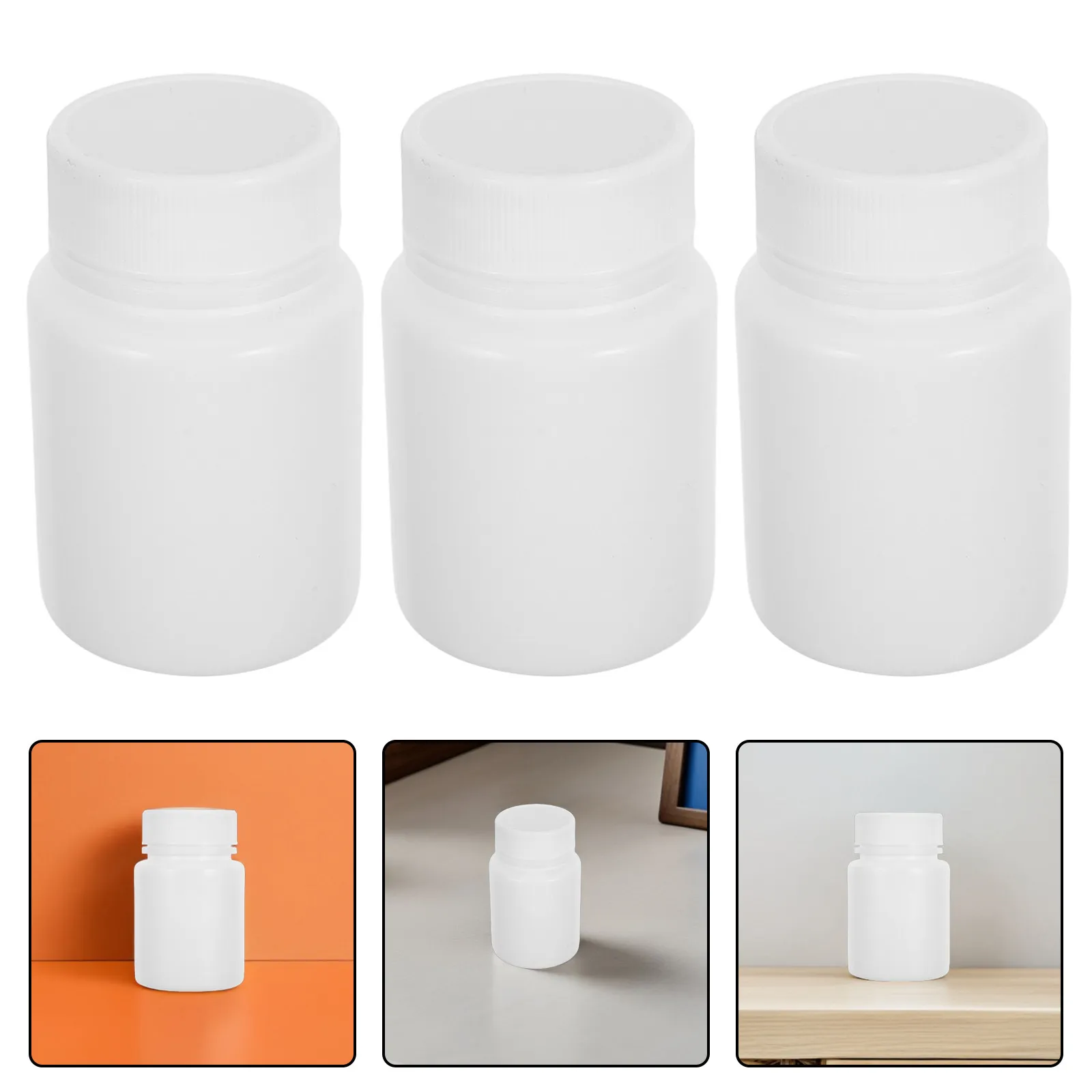 50Pcs Plastic Pill Bottles White Screw Cap Airtight Leakproof Travel Supplement Container Light Blocking Medicine Storage Small