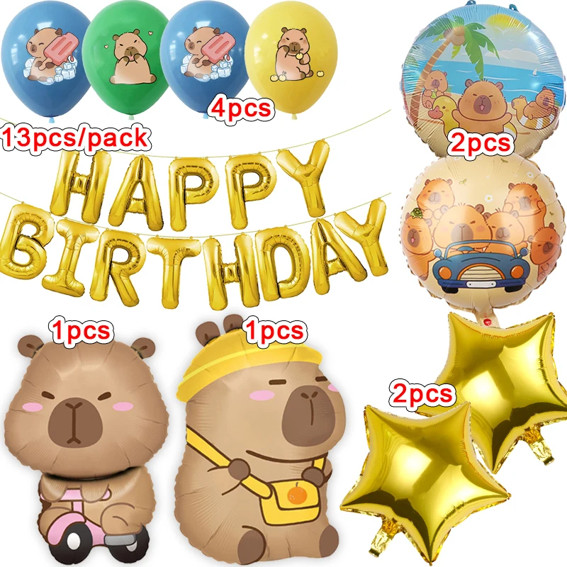 Balony Capybara Balon foliowy Cartoon Animal Happy Birthday Dekoracja Balon lateksowy Party Favors Party Supplies Gifts Toys