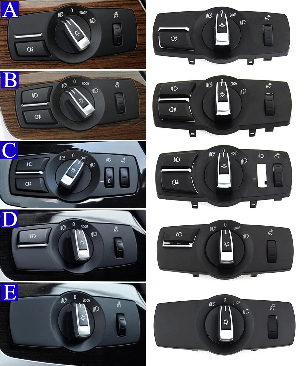 LHD RHD Car Headlight Lamp Rotary Button Foglight Switch Cover Panel For BMW 5 5GT 6 7 X3 X4 Series F10 F11 F07 F06 F01 F25 F26