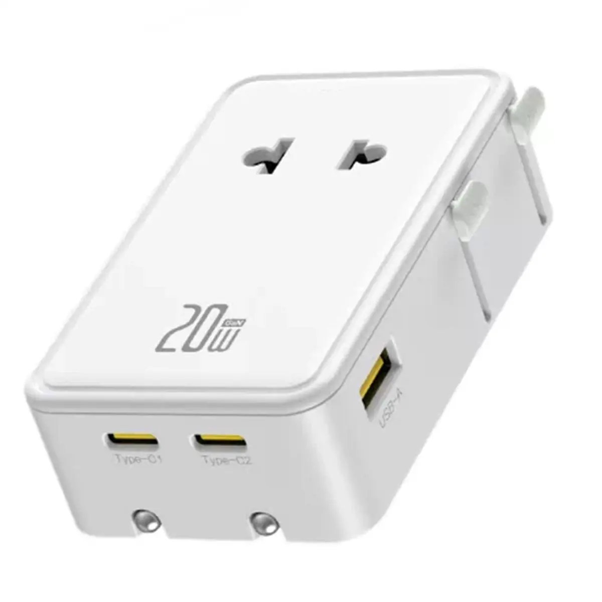 20W GaN International Travel Adapter Charger 4 Ports Compatible with European Standards Universally Applicable EU Plug
