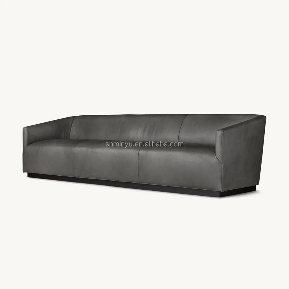 Custom Contemporary 1950s Italian Leather Sectional Sofa Solid Wood Frame Luxury Modern Living Room Furniture Set Sponge Hotel