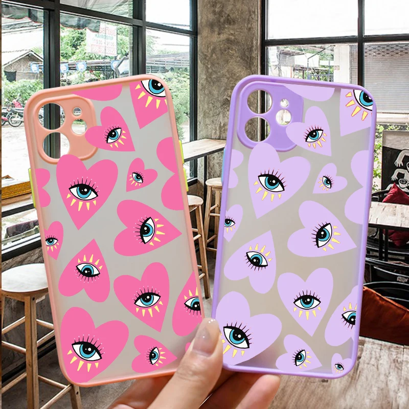 Hot Lucky Eye Blue Evil Eye Print Phone Case For iPhone 13 11 14 12 Pro MAX XR XS 7 X 8 6Plus Shockproof Hard Matte Cover Coque