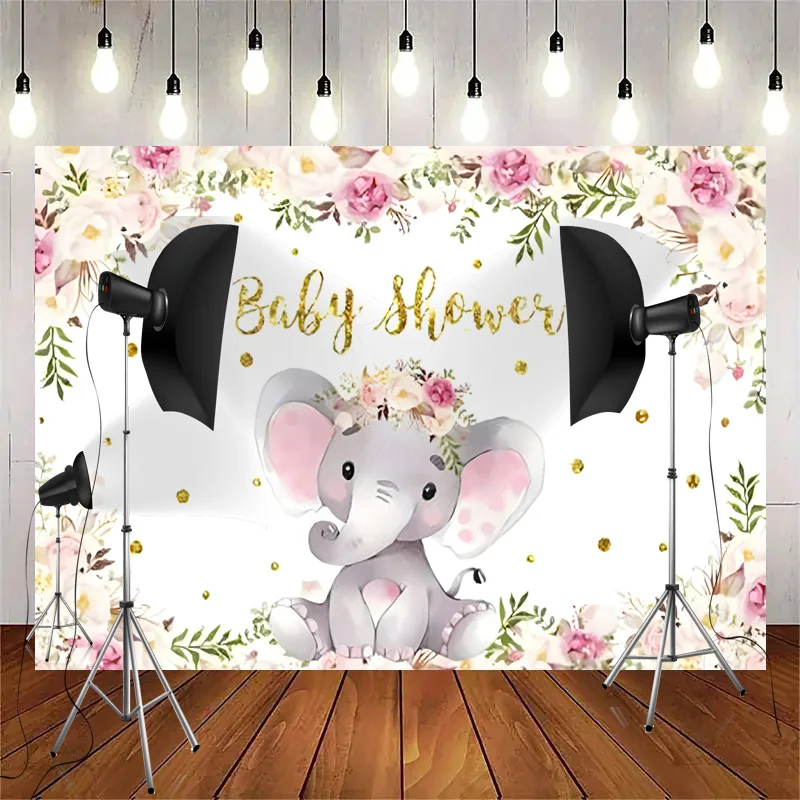 

Wild One Newborn Party Elephant Photography Backdrops Props Hundred days 1st Birthday Animals Photo Studio Background WP-15