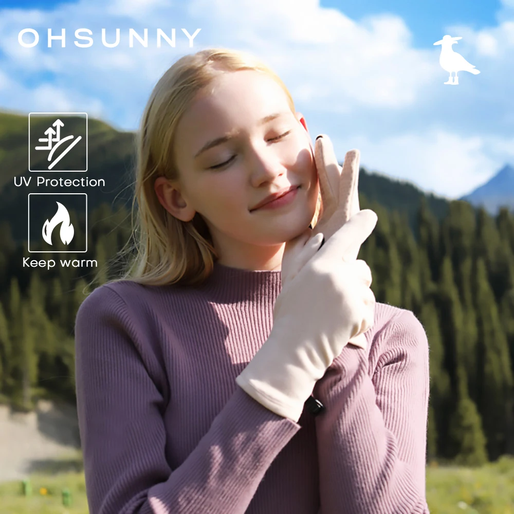 

OhSunny Winter Warm Gloves for Women Outdoor Windproof Thermal Touch Screen Full Finger Mittens Outdoor Cold Protection