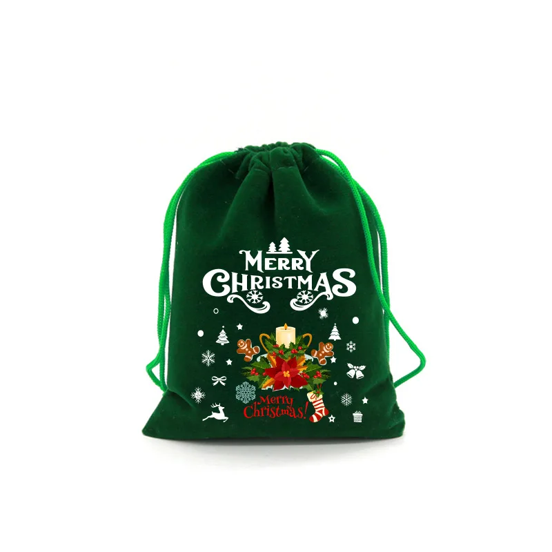 Christmas Velvet Bags Xmas Small Candy Gift Bag Drawstring Pouch Christmas Party Favor Boutique Jewelry Packaging Bags