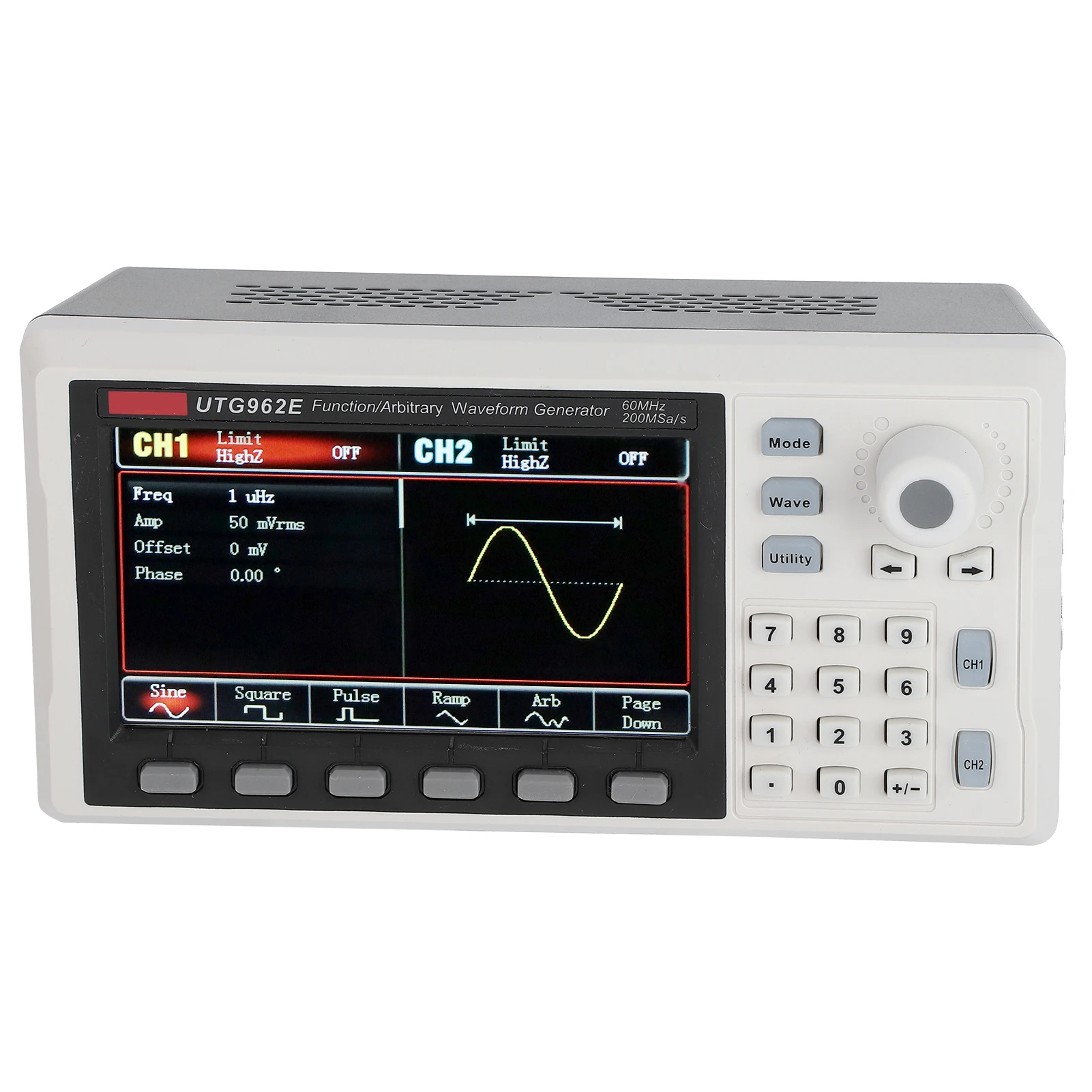 UTG962E Function/Arbitrary Waveform Generator 2‑Channels  Source Detachable Plug AC LCD Display  Generator