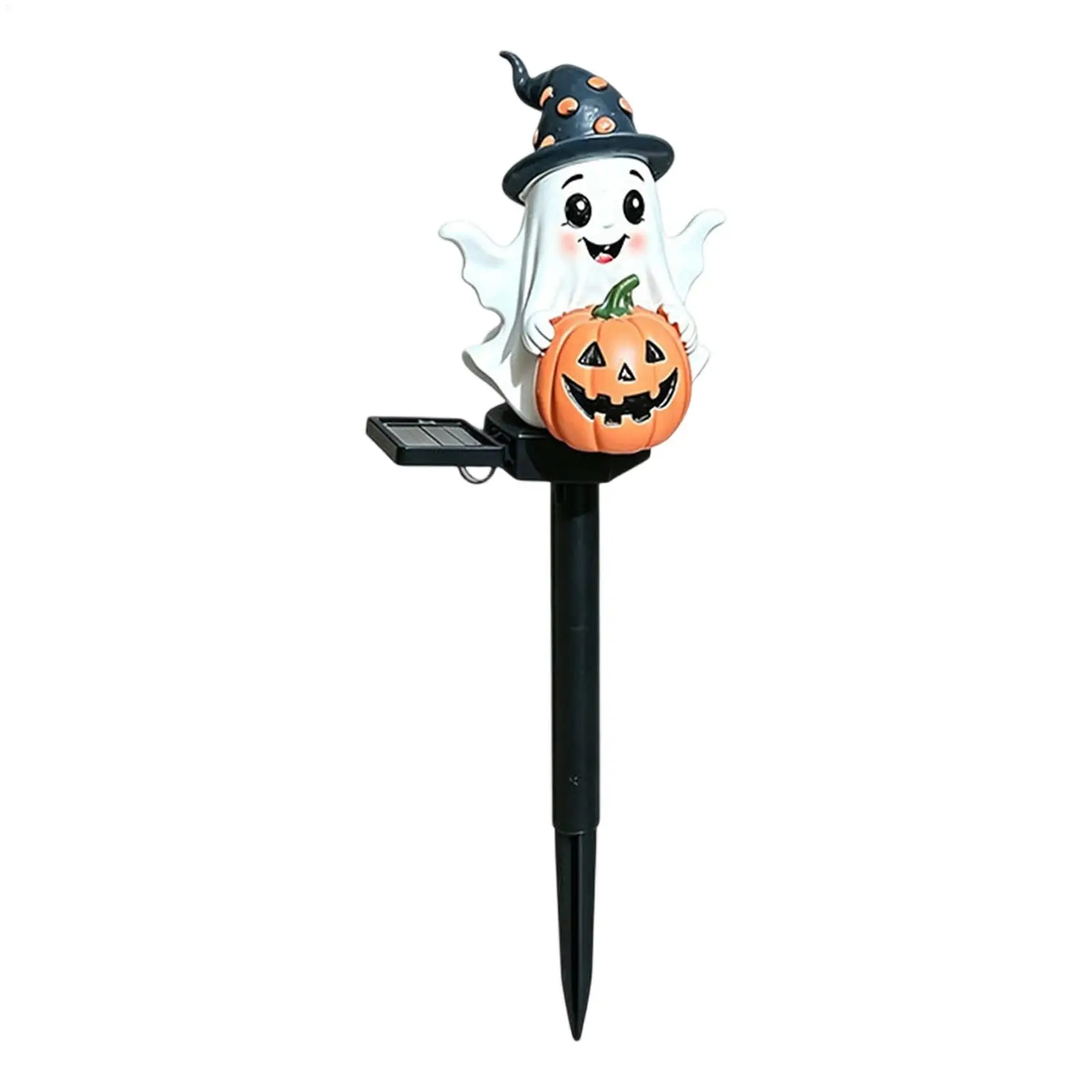 Luces solares de Halloween para exteriores, lindas figuras de resina impermeables, estaca de luz solar con diseño de fantasma y calabaza para jardín, patio y terraza.