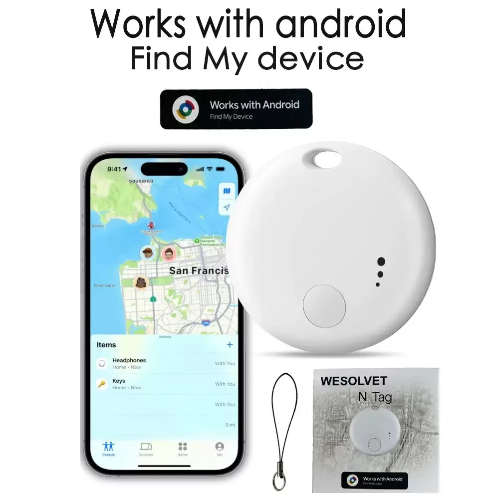 

CD Airtag Anti-loss Device Tracker for Android Devices Tag Find My App Key Finder Pet Smart Tag Work With Google Xiaomi Samsung